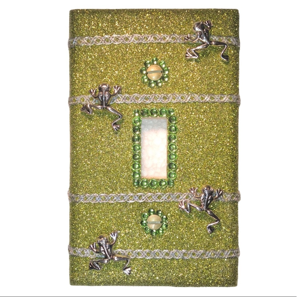 Hand Decorated Frogs Lime Green 3D Single Toggle Switch Wallplate Cover